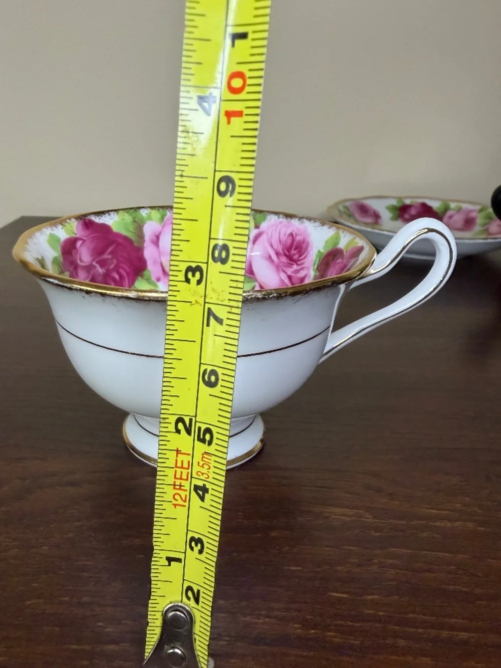 Vintage Royal Albert Old English Rose Bone China Teacup Saucer Set Gilt Gold Rim